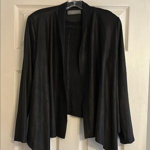 Bagatelle Women's Black with sheen Faux Suede Waterfall Cardigan size Large